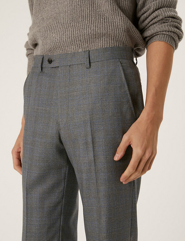 Tailored Fit Italian Wool Check Trousers | MS SARTORIAL | MS