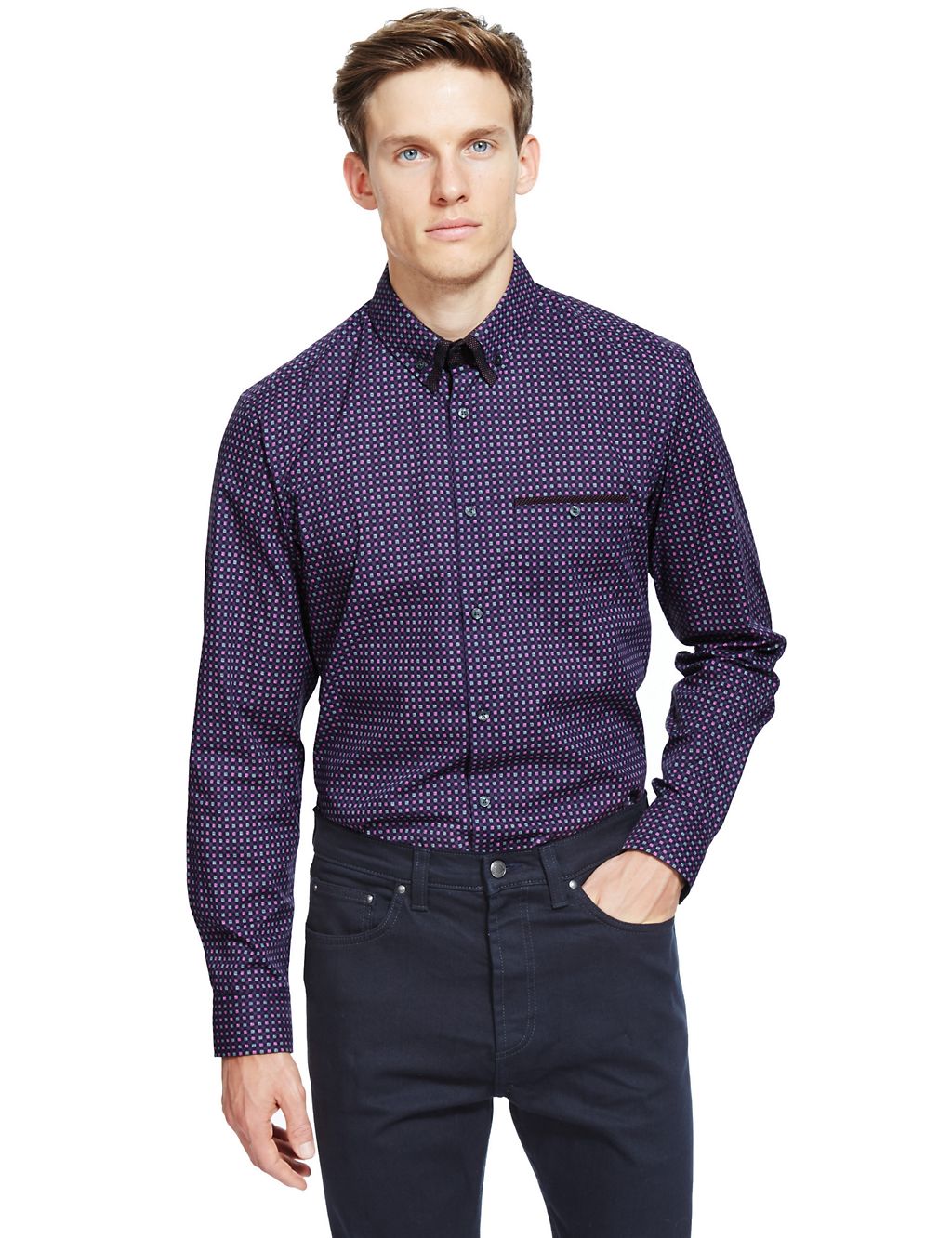 Tailored Fit Jacquard Checked Shirt 3 of 5