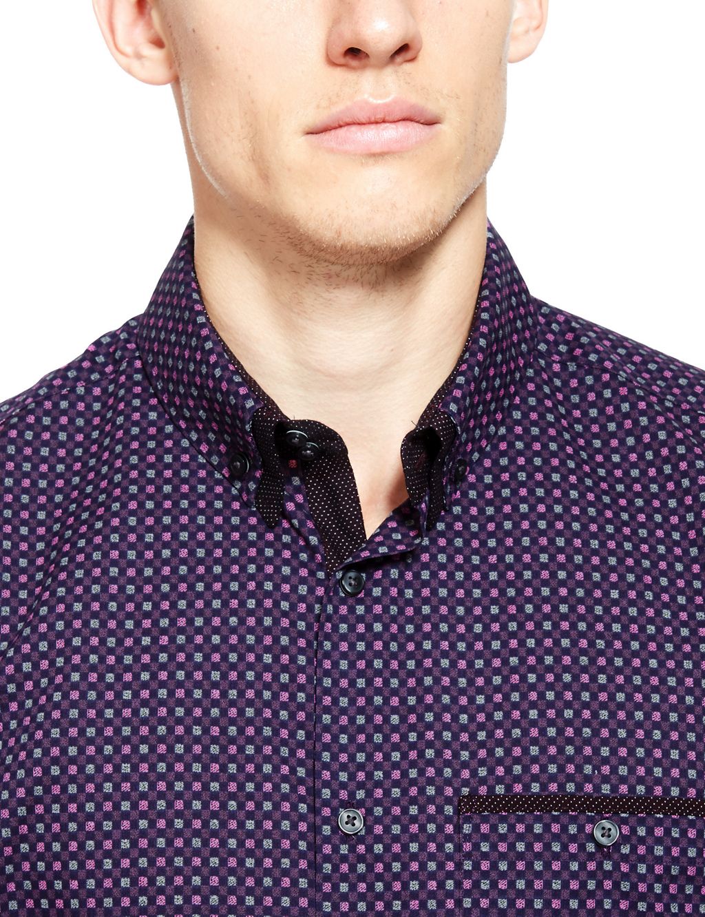 Tailored Fit Jacquard Checked Shirt 4 of 5