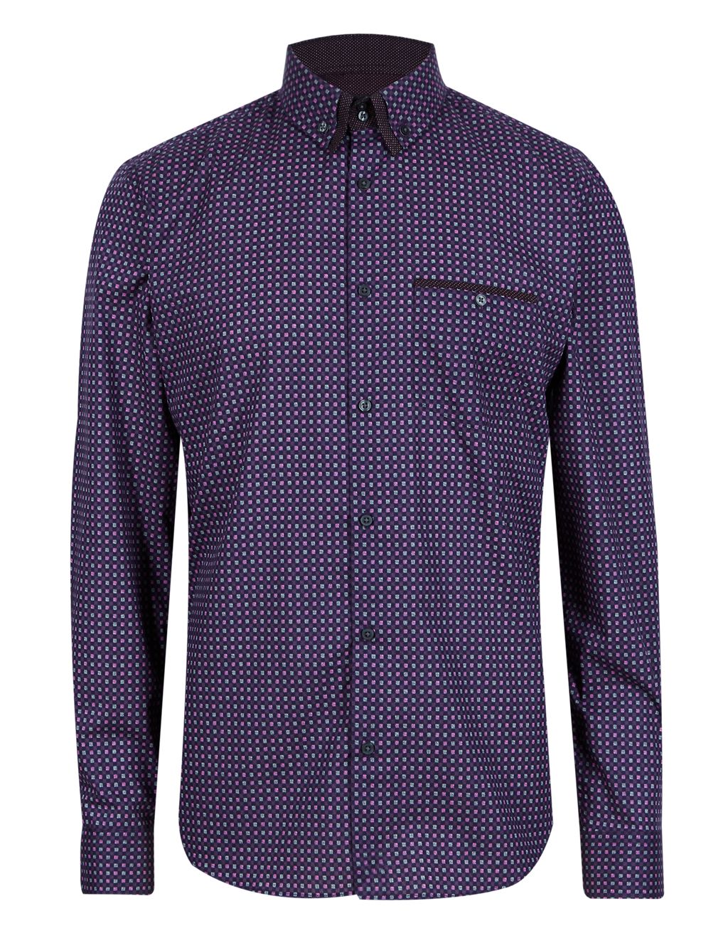 Tailored Fit Jacquard Checked Shirt 1 of 5