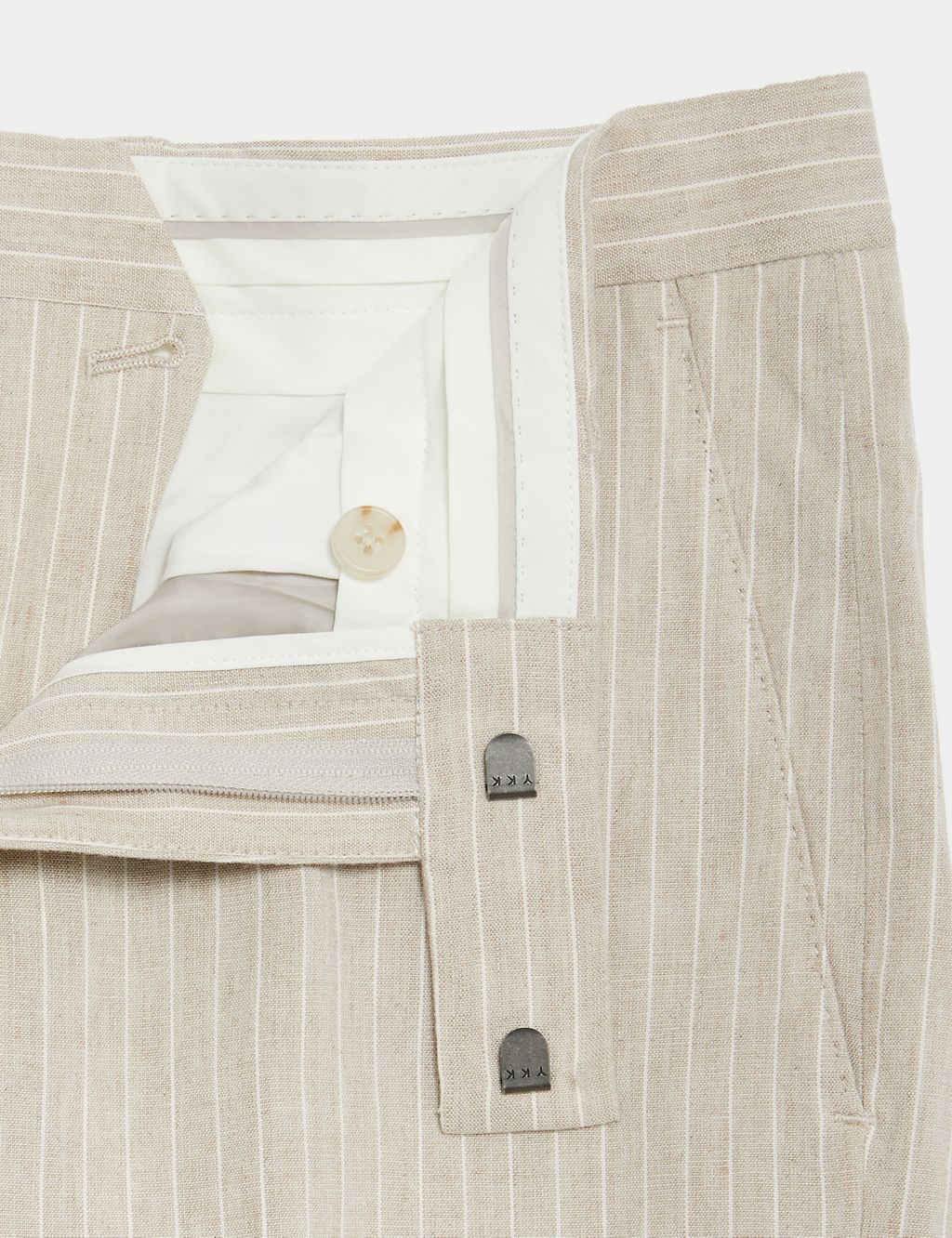Tailored Fit Linen Blend Striped Trousers 8 of 8