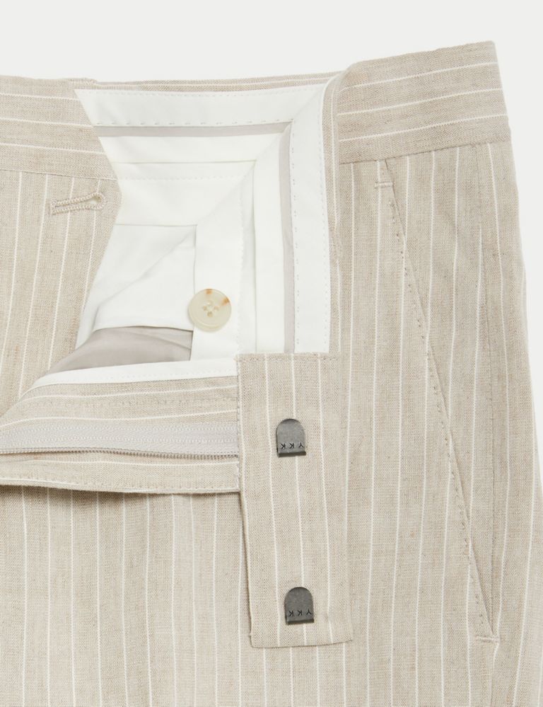 Tailored Fit Linen Blend Striped Trousers 5 of 9