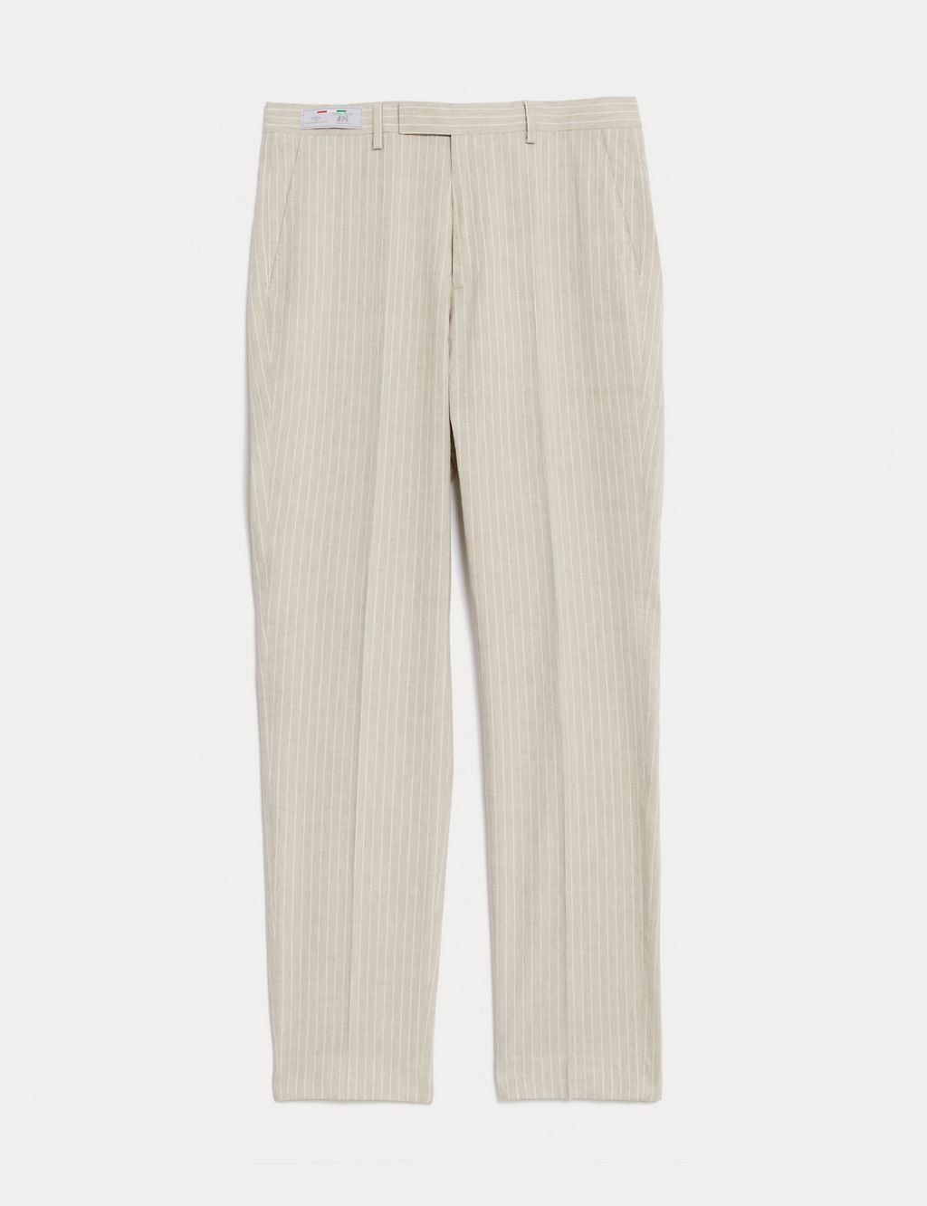 Tailored Fit Linen Blend Striped Trousers 1 of 8