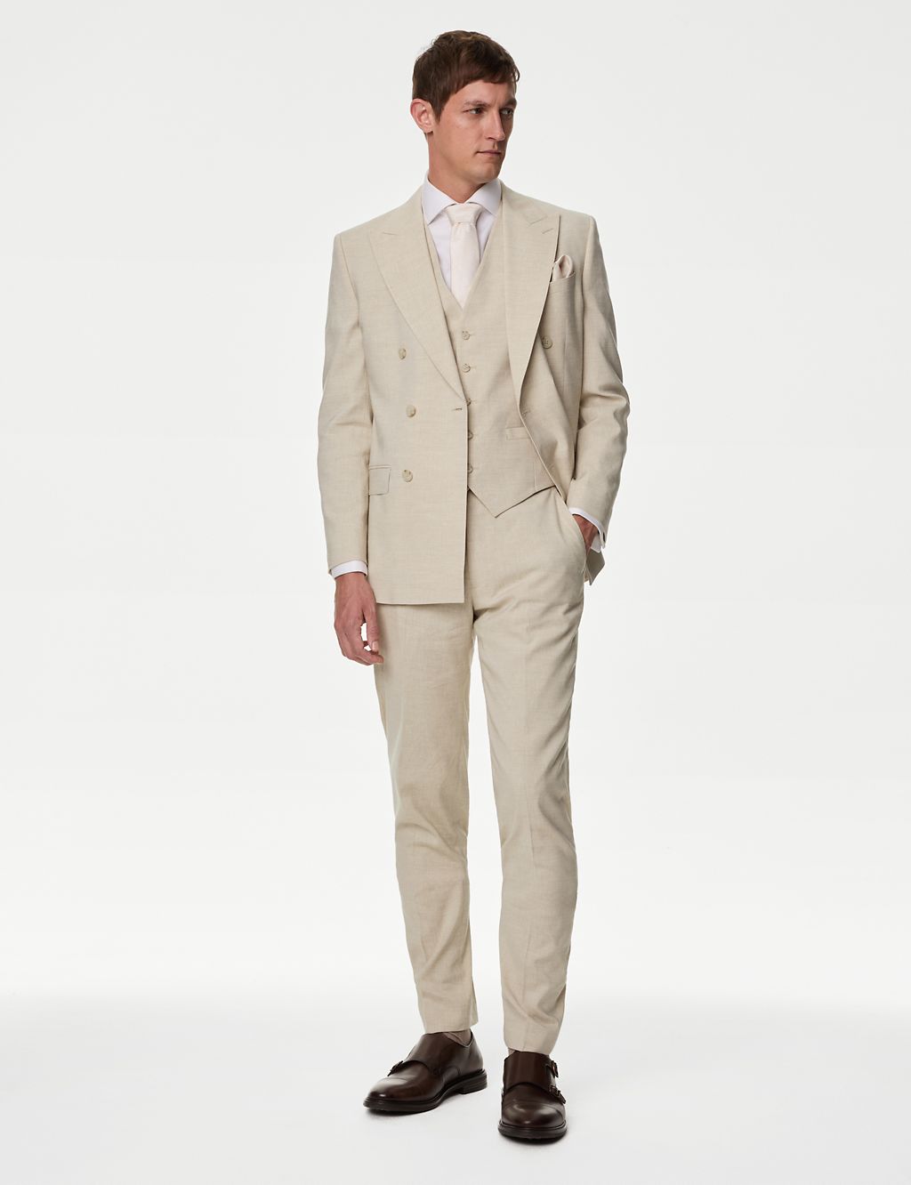 Tailored Fit Linen Rich Double Breasted Suit Jacket 4 of 8