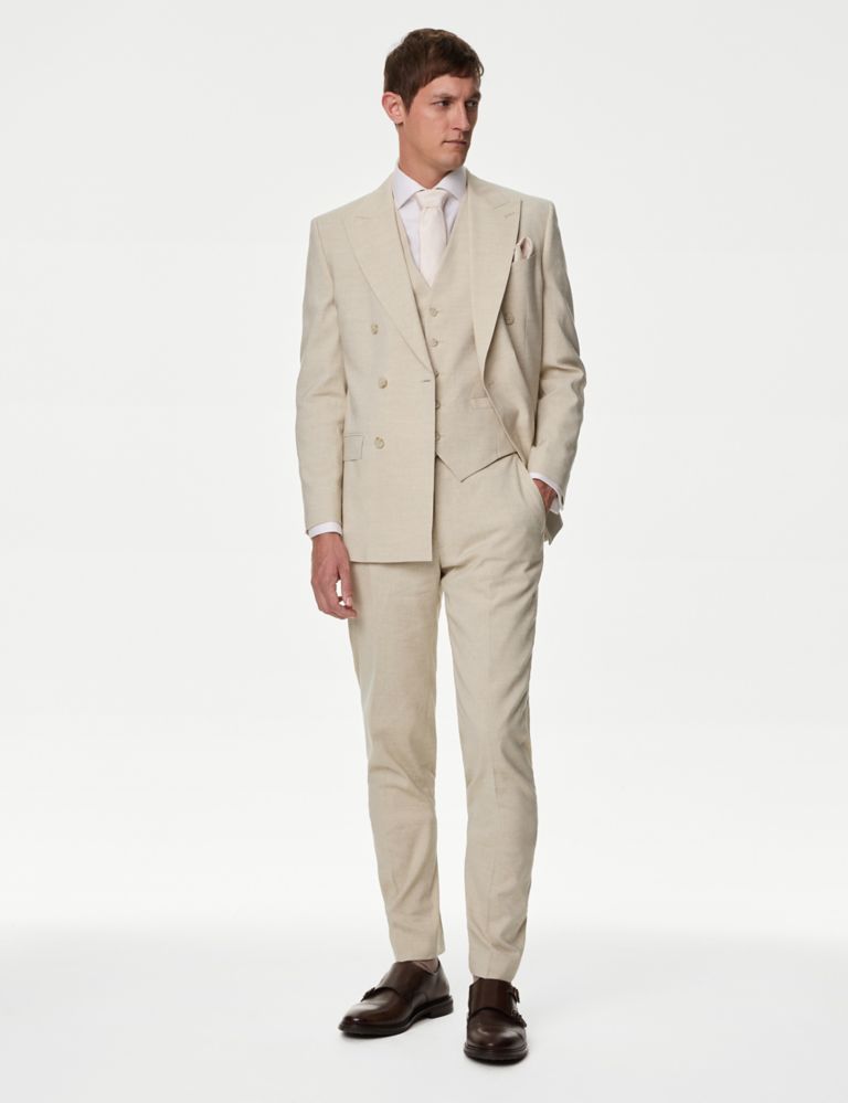 Tailored Fit Linen Rich Double Breasted Suit Jacket 6 of 8