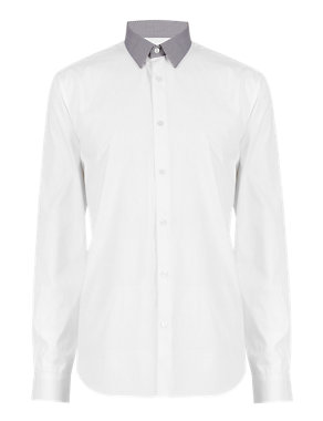 Tailored Fit Long Sleeve Contrast Collar Shirt Image 2 of 5