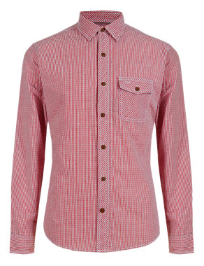 Tailored Fit Long Sleeve Seersucker Checked Shirt Image 2 of 5