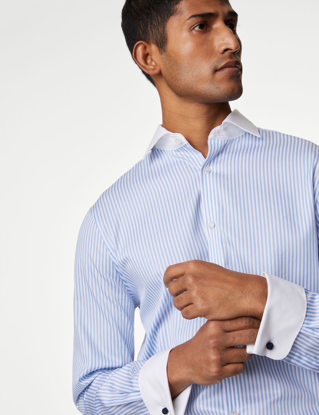 Tailored Fit Luxury Cotton Double Cuff Striped Shirt 2 of 9