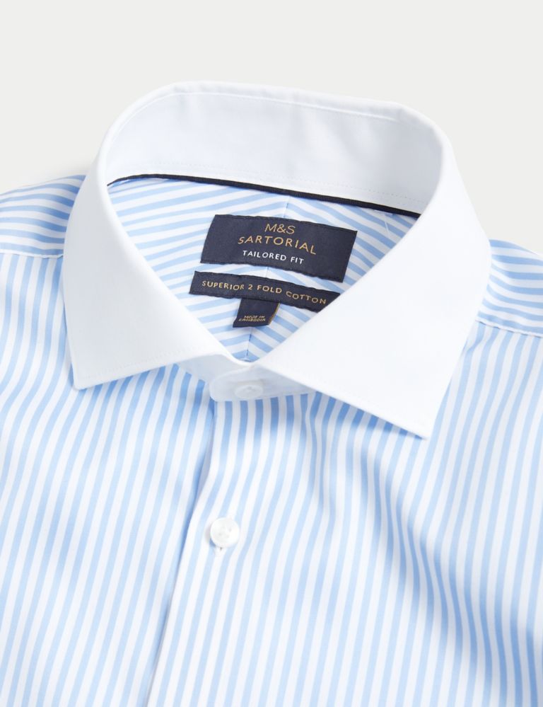 Tailored Fit Luxury Cotton Double Cuff Striped Shirt 8 of 9