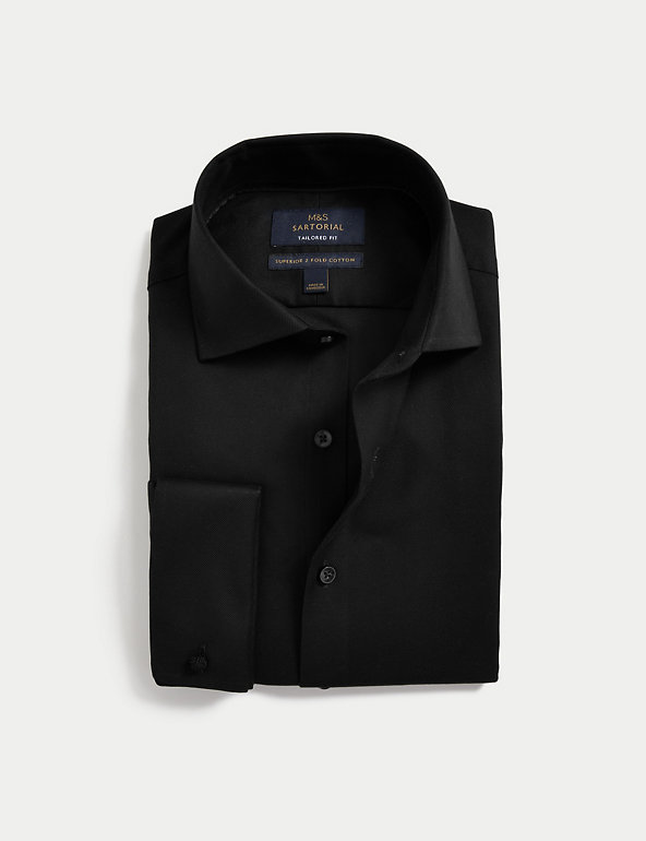 Tailored Fit Luxury Cotton Double Cuff Twill Shirt Image 1 of 2