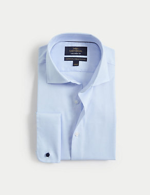 Tailored Fit Luxury Cotton Double Cuff Twill Shirt Image 2 of 7