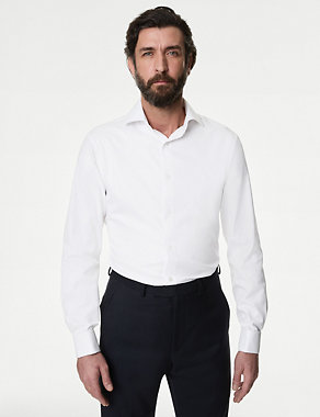 Tailored Fit Luxury Cotton Double Cuff Twill Shirt Image 2 of 7