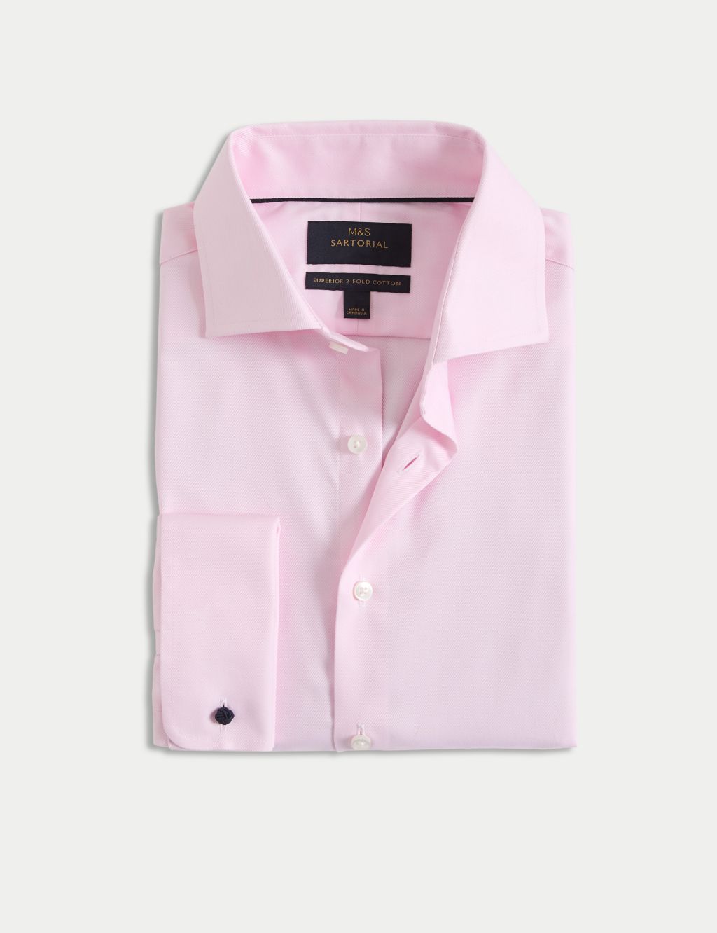 Tailored Fit Luxury Cotton Double Cuff Twill Shirt 1 of 2