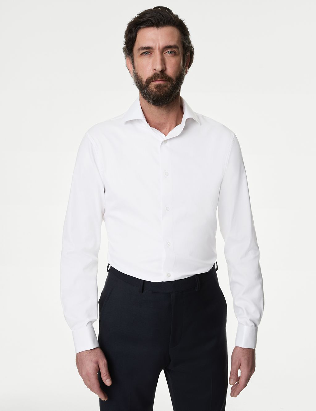 Tailored Fit Luxury Cotton Double Cuff Twill Shirt 1 of 7