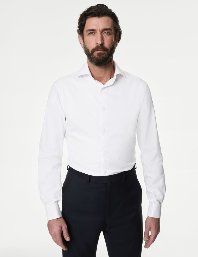 Tailored Fit Luxury Cotton Double Cuff Twill Shirt 2 of 7