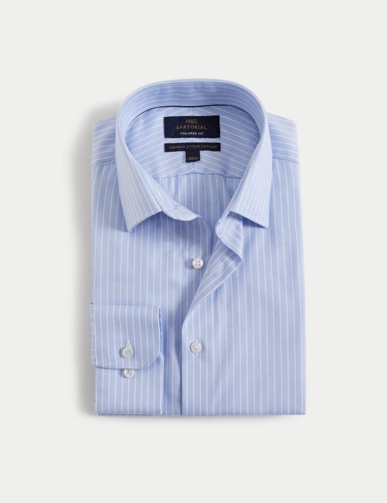 Tailored Fit Luxury Cotton Striped Shirt 2 of 7