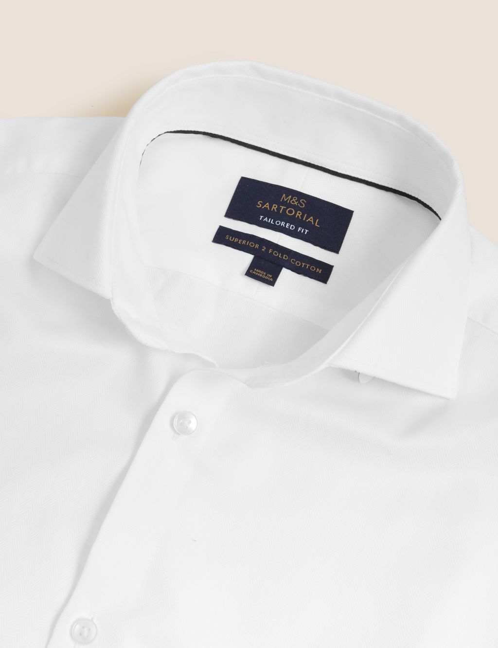 Tailored Fit Personalised Men's Double Cuff Herringbone Shirt 4 of 5