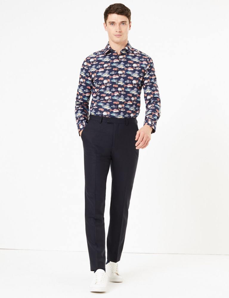Tailored Fit Pure Cotton Fish Print Shirt 1 of 6