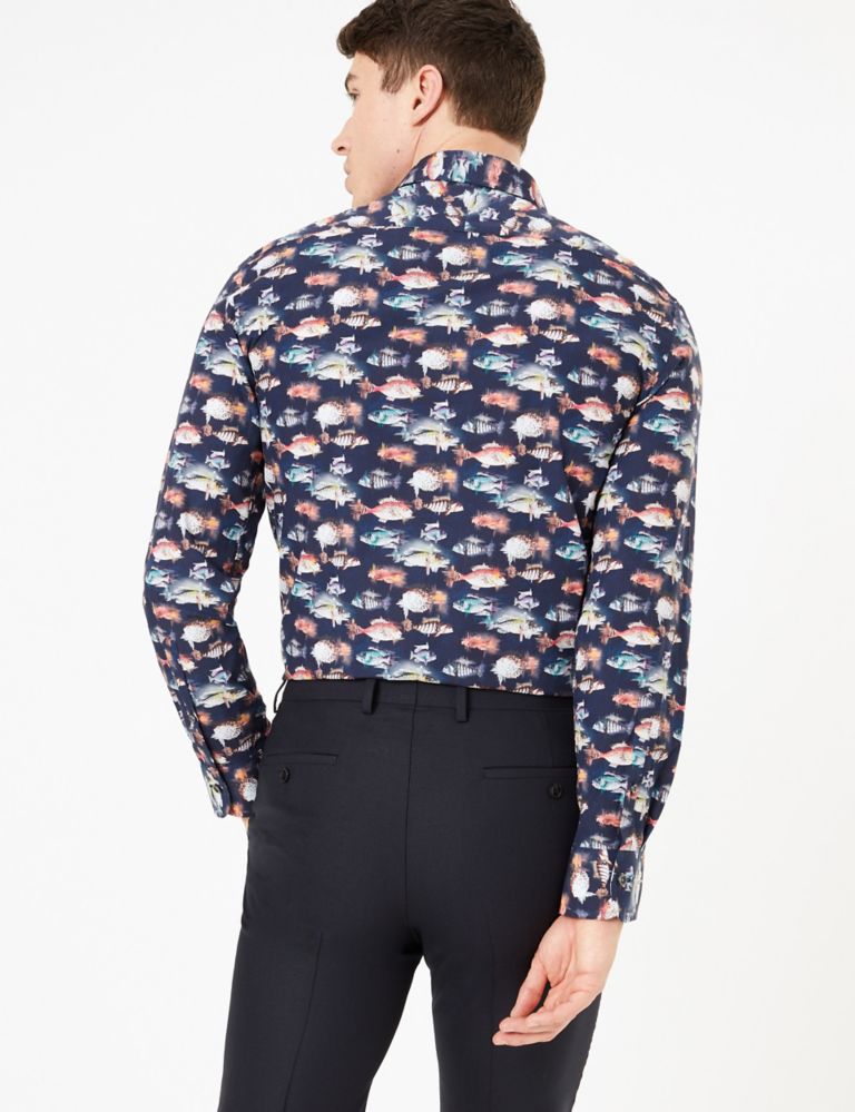 Tailored Fit Pure Cotton Fish Print Shirt 4 of 6