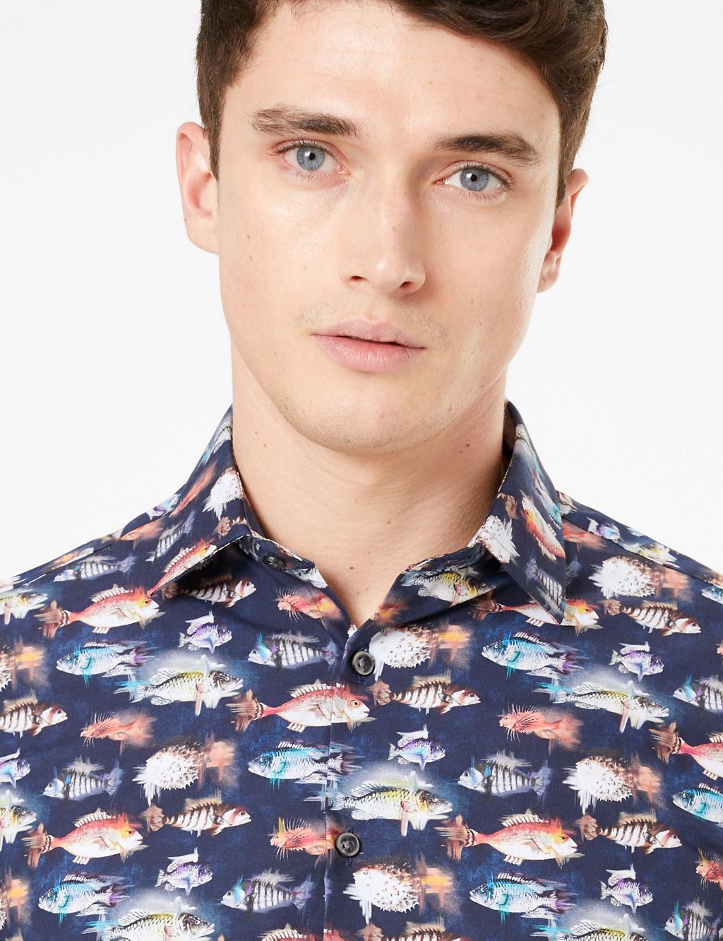 Tailored Fit Pure Cotton Fish Print Shirt 6 of 6
