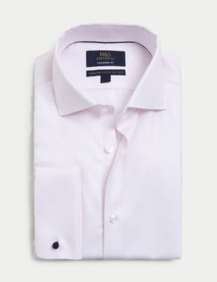 Tailored Fit Pure Cotton Herringbone Shirt Image 2 of 10