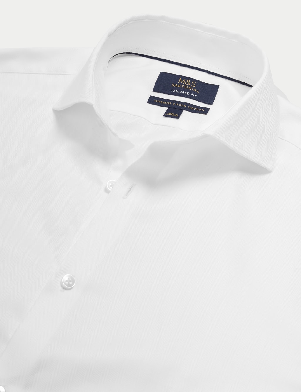 Tailored Fit Pure Cotton Herringbone Shirt 9 of 10