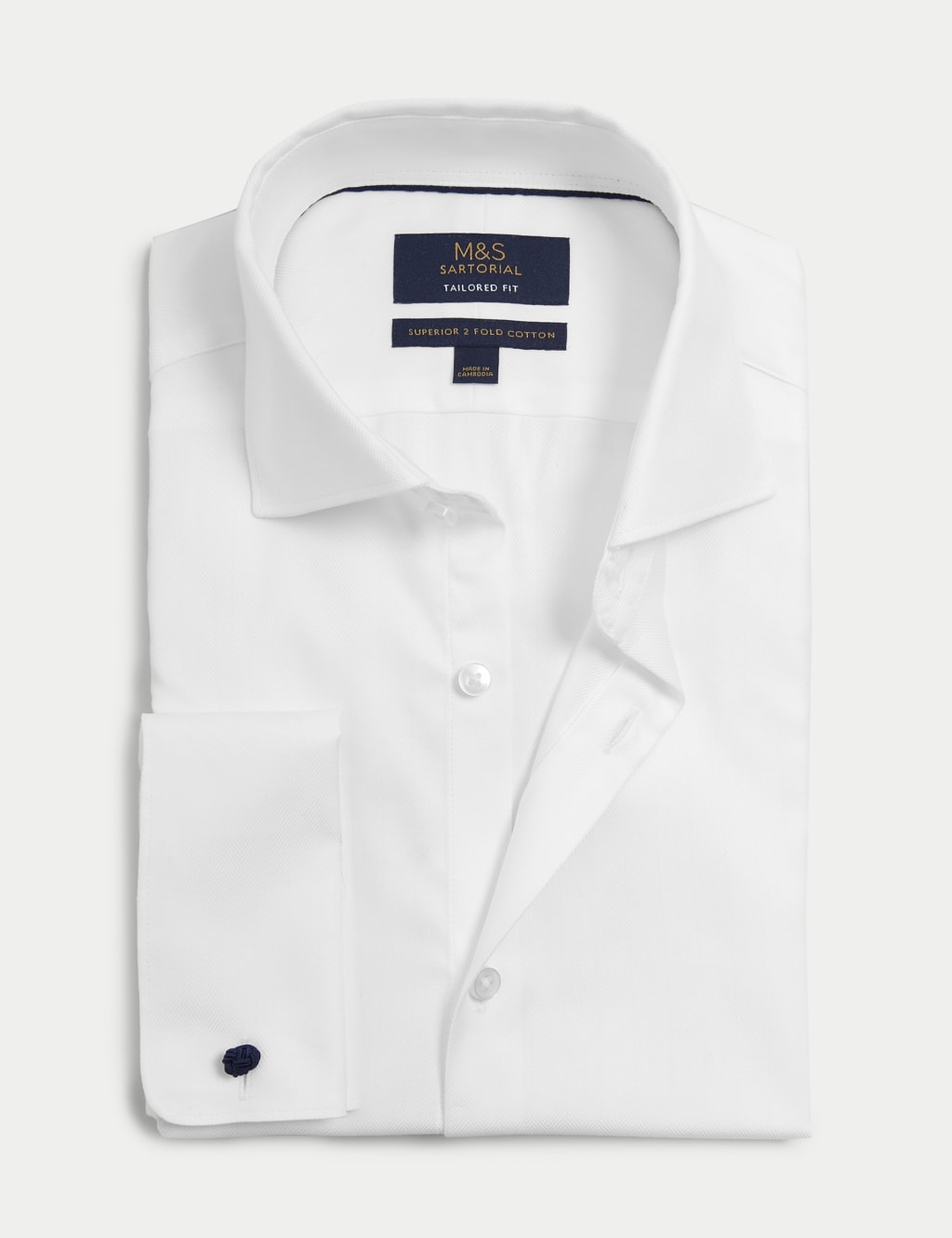 Tailored Fit Pure Cotton Herringbone Shirt 1 of 10