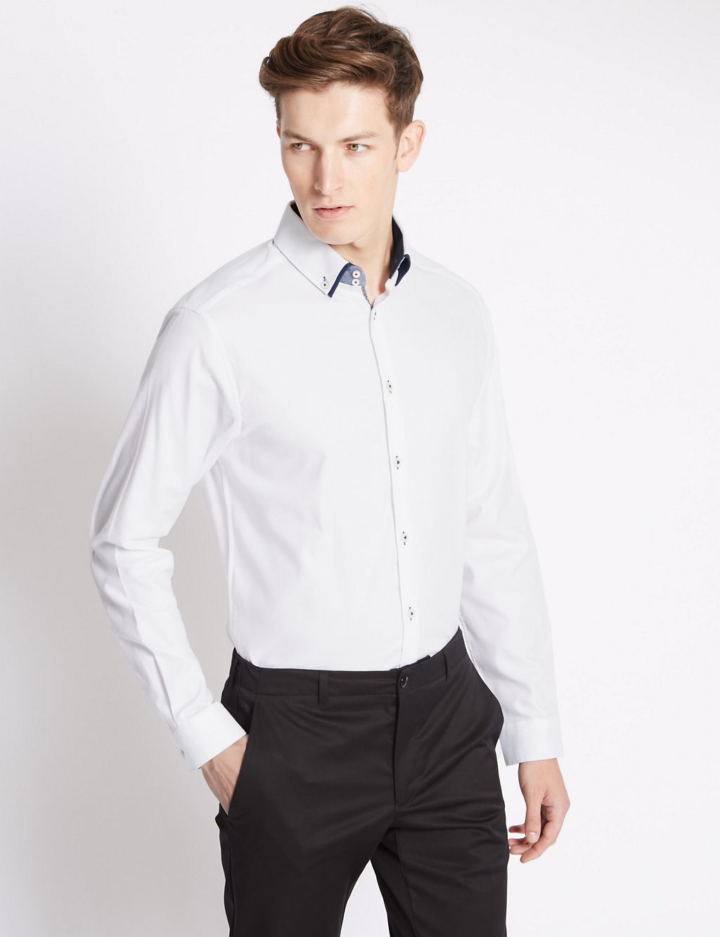 Tailored Fit Pure Cotton Long Sleeve Shirt 3 of 5