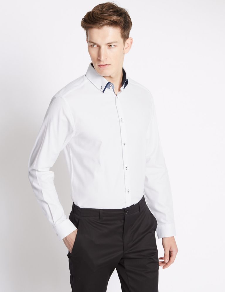 Tailored Fit Pure Cotton Long Sleeve Shirt 1 of 5