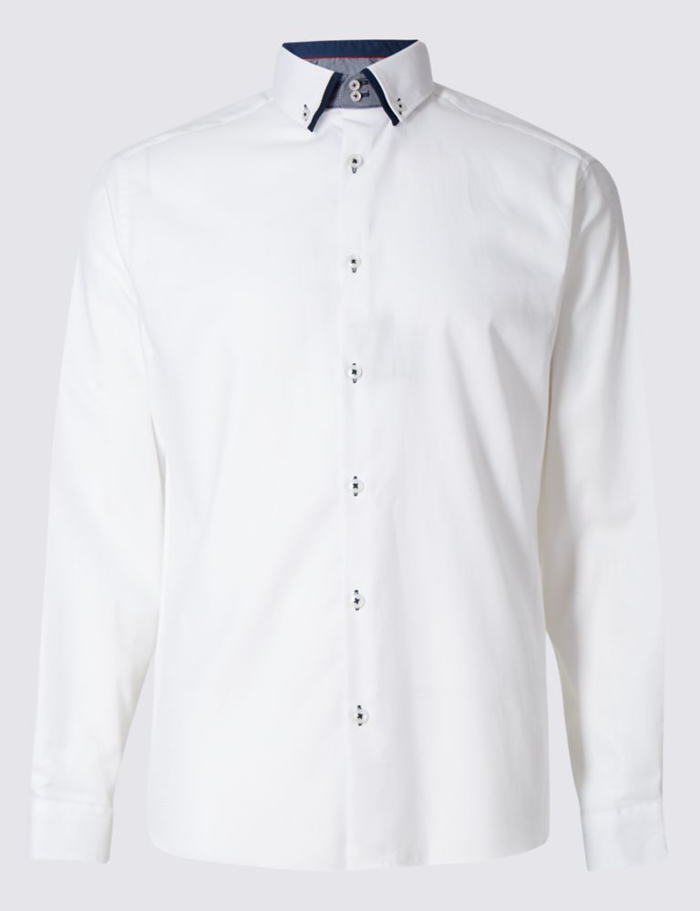 Tailored Fit Pure Cotton Long Sleeve Shirt 2 of 5