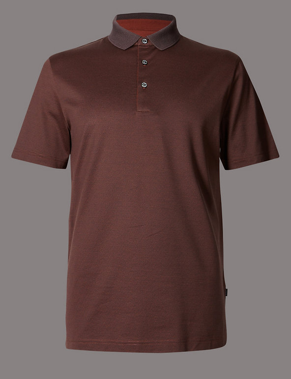 Tailored Fit Pure Cotton Polo Shirt Image 1 of 2