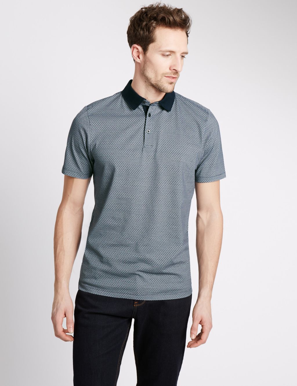 Tailored Fit Pure Cotton Printed Polo Shirt 3 of 3