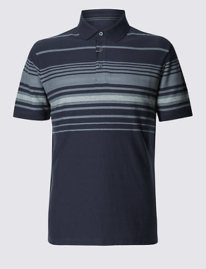 Tailored Fit Pure Cotton Striped Polo Shirt Image 2 of 3