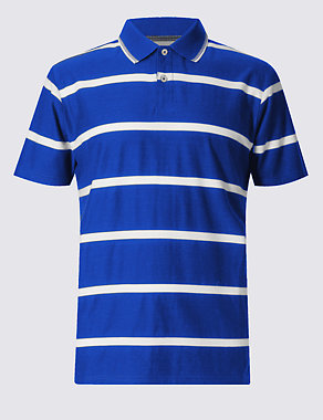 Tailored Fit Pure Cotton Striped Polo Shirt Image 2 of 4