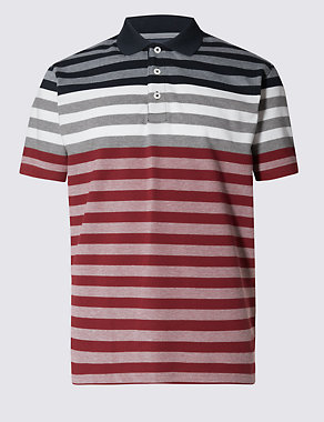 Tailored Fit Pure Cotton Striped Polo Shirt Image 2 of 3