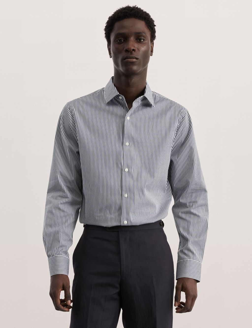 Tailored Fit Pure Cotton Striped Shirt 2 of 7