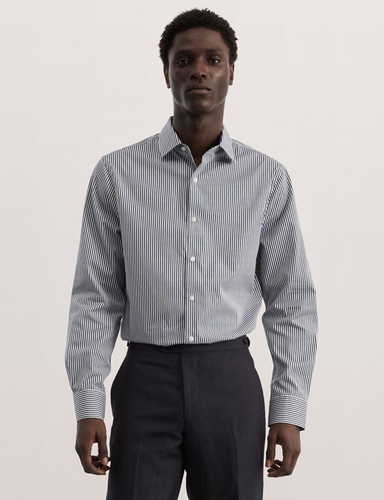 Tailored Fit Pure Cotton Striped Shirt 3 of 7