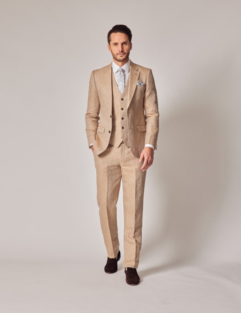 Stone Italian Cotton Linen Slim Fit Suit Pants - 1913 Collection