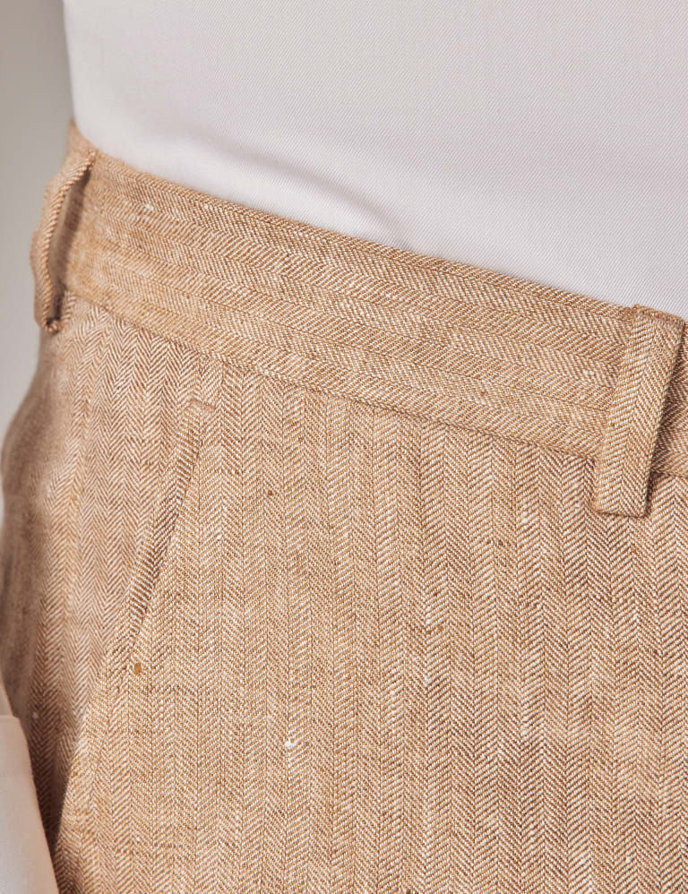 Buy Marks & Spencer Men Beige Linen Trousers - Trousers for Men