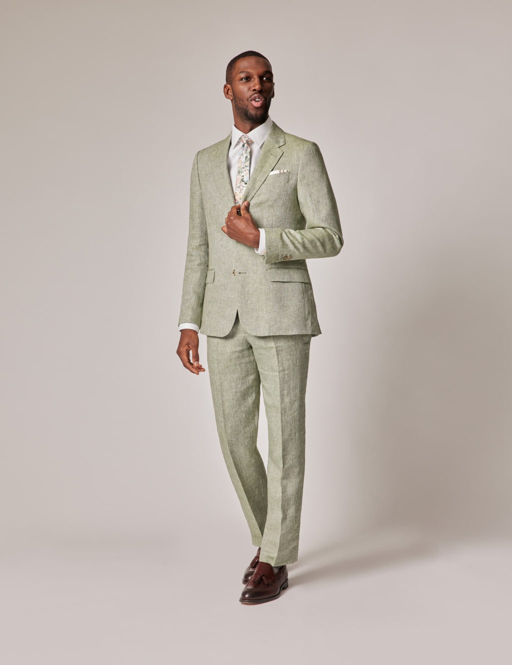 Tie-Front Linen-Look Trouser Suit