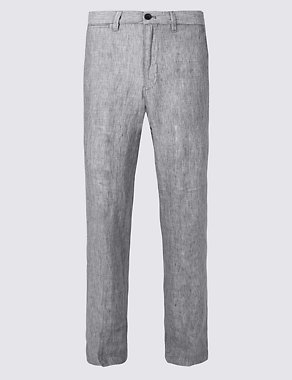 Tailored Fit Pure Linen Trousers Image 2 of 5