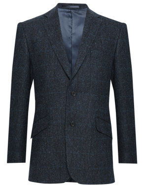 Tailored Fit Pure New Wool 2 Button Herringbone Checked Jacket Image 2 of 8
