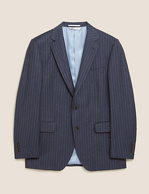 Tailored Fit Pure Wool Chalk Stripe Jacket Image 2 of 10