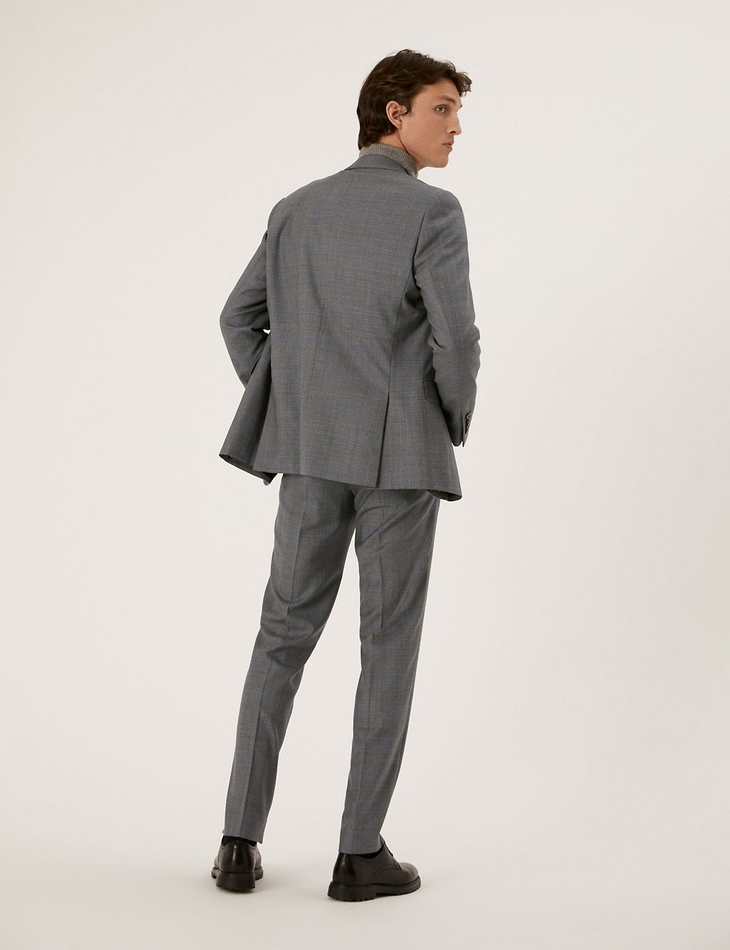 Tailored Fit Pure Wool Check Suit Jacket 7 of 8
