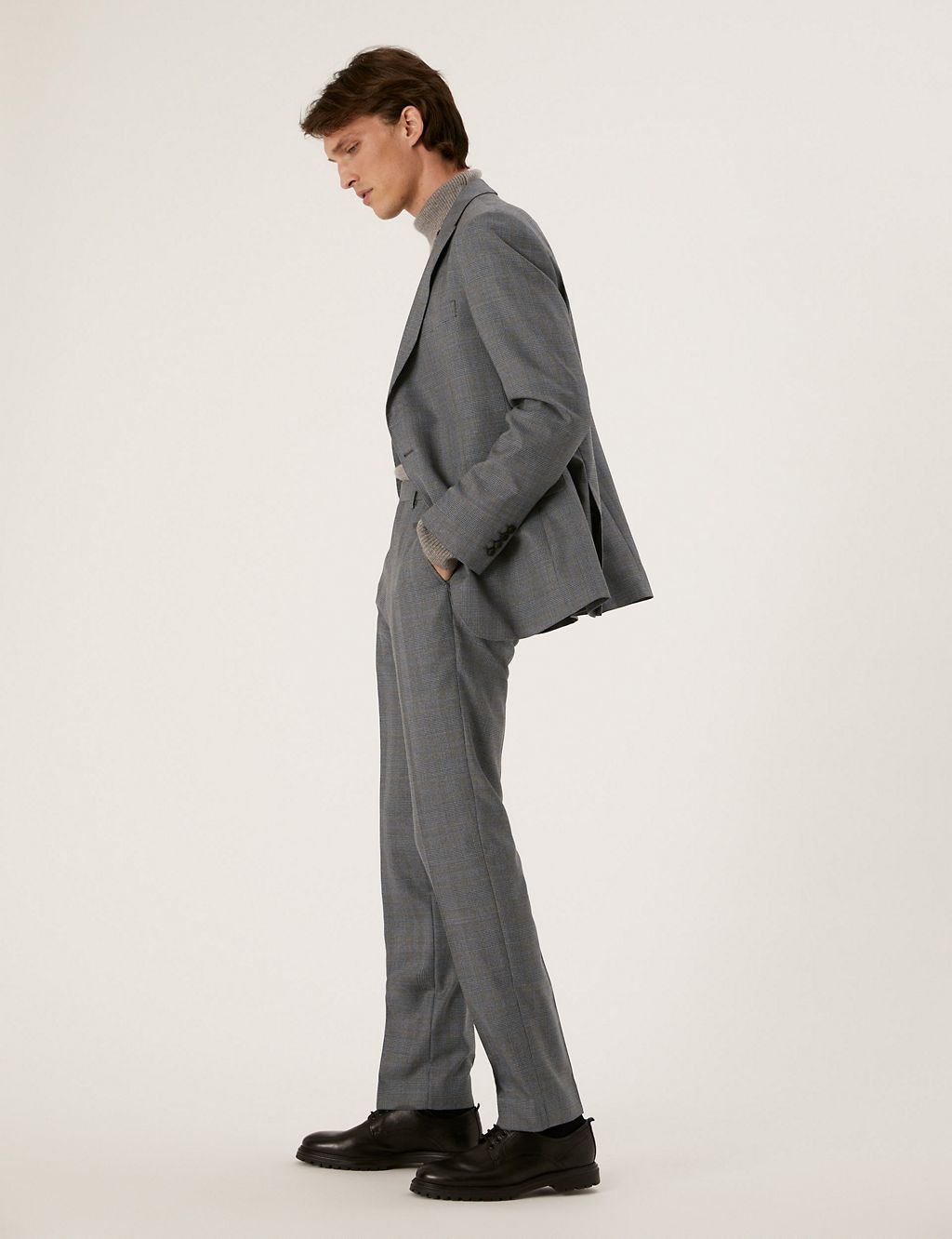 Tailored Fit Pure Wool Check Suit Jacket 5 of 8