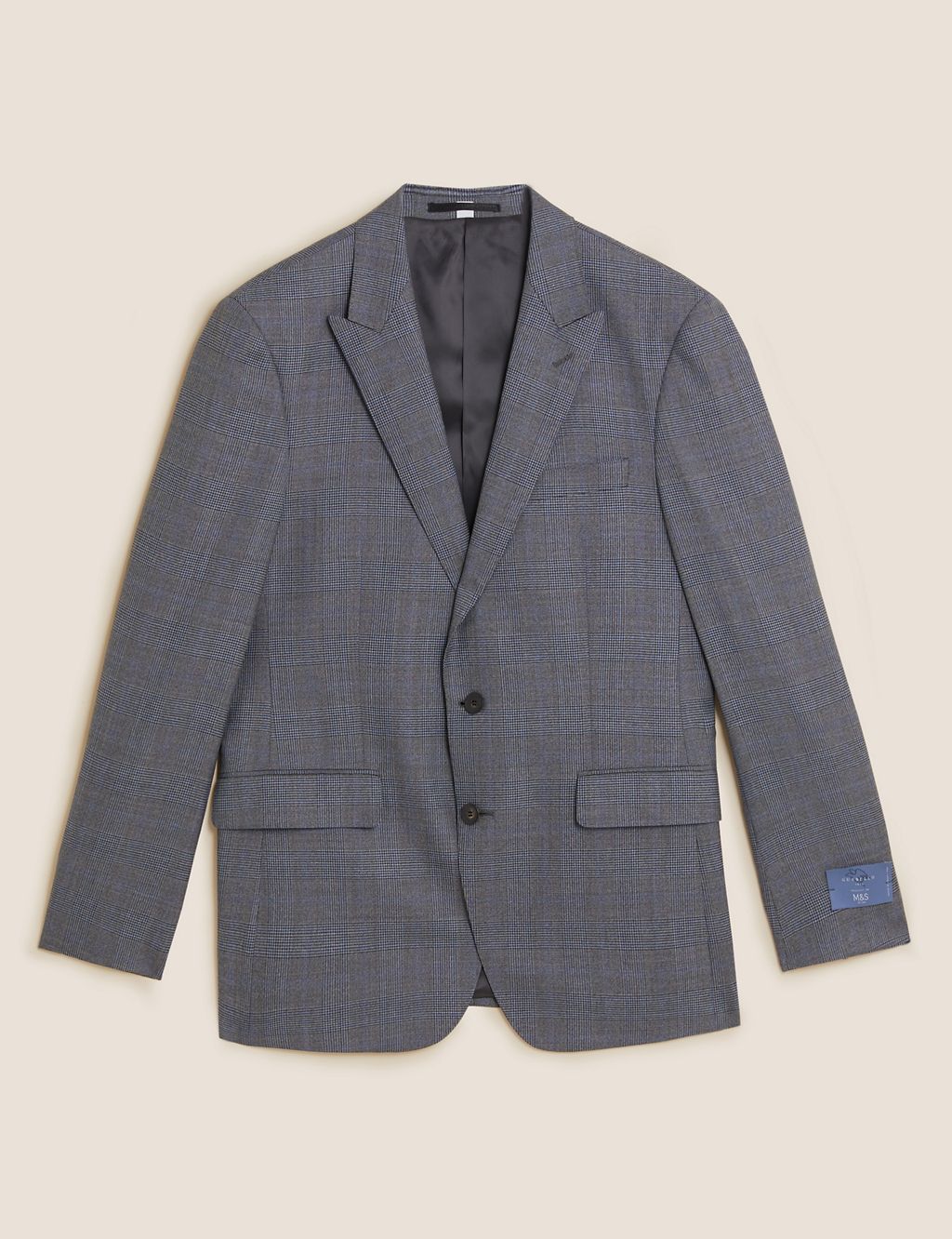 Tailored Fit Pure Wool Check Suit Jacket 1 of 8