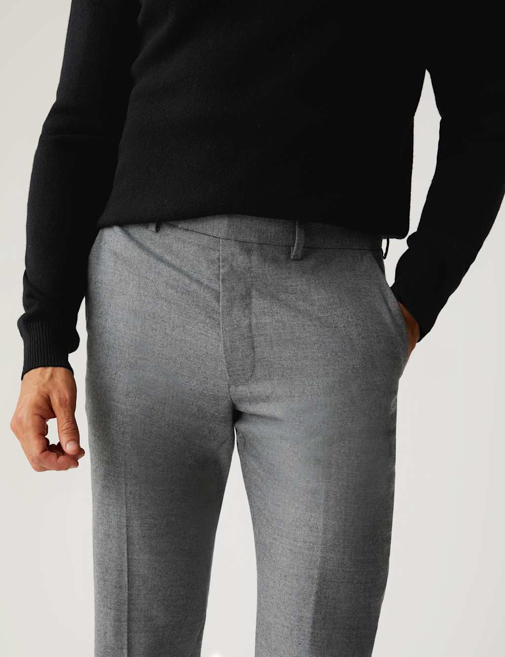 Tailored Fit Pure Wool Flannel Trousers 4 of 7
