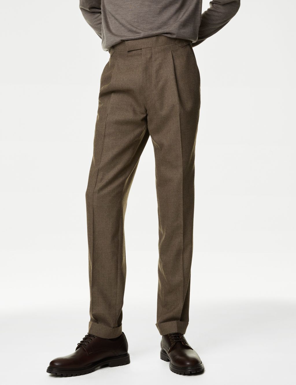 Tailored Fit Pure Wool Flannel Trousers 7 of 8