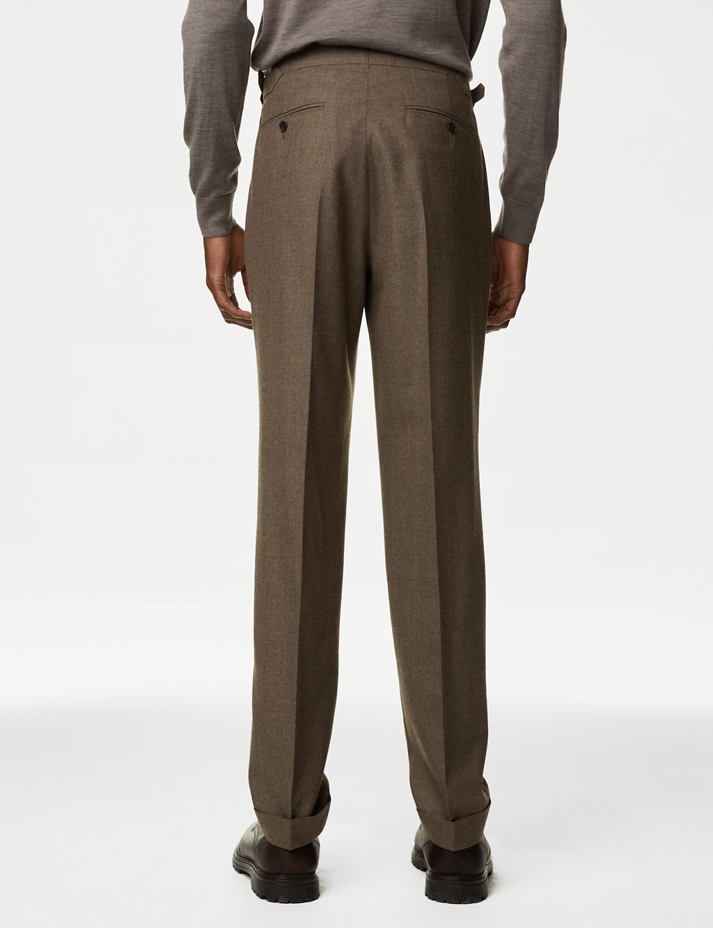 Tailored Fit Pure Wool Flannel Trousers 4 of 8