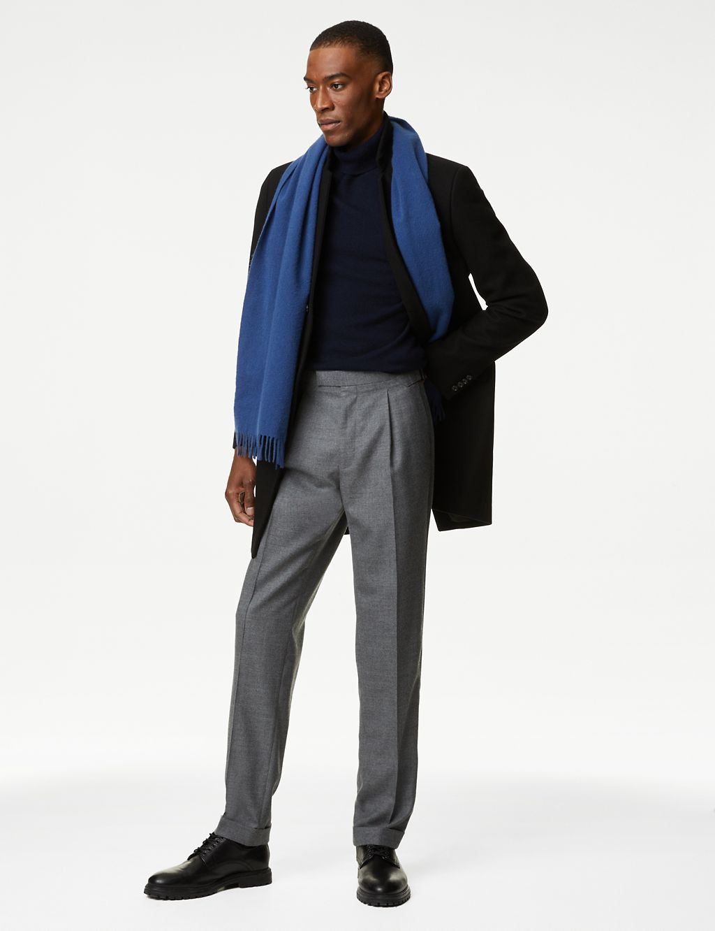 Tailored Fit Pure Wool Flannel Trousers 2 of 8